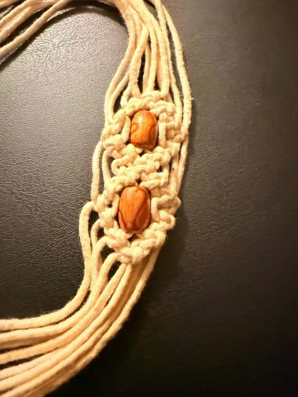 Bohemian Macrame Belt with Wooden Beads